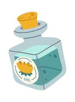 Essential oil in glass bottle flat icon Aromatherapy Flat Illustration vector