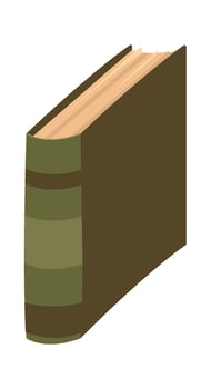 Old book with green cover flat icon Knowledge vector