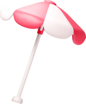 Colorful 3D Beach Umbrella for Summer Fun png