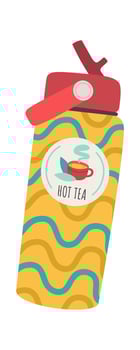 Thermos flat icon Stainless steel vacuum insulated bottle vector