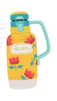 Thermos for hot drinks flat icon Stainless bottle vector