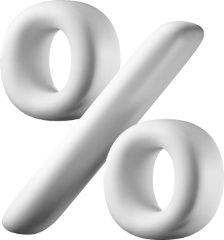 3D White Percentage Sign on a Clean Background png