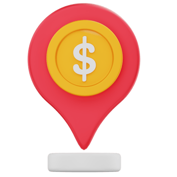 Dollar Coin Location Pin 3D Icon Minimalist Finance Map Marker png