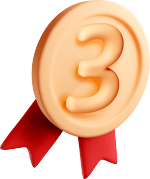3D Award Medal with Red Ribbons Design png
