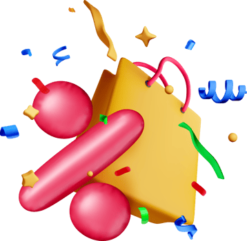 Colorful 3D Shopping Bag with Festive Elements png