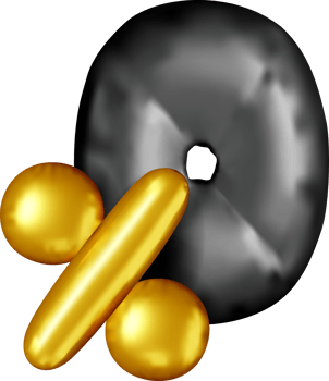 3D Abstract Percentage Symbol with Shapes png