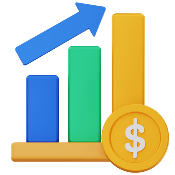 Dollar Coin with Growth Bar Chart 3D Icon Minimalist Finance png