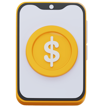 Mobile Payment 3D Icon Dollar Coin on Smartphone Minimalist png