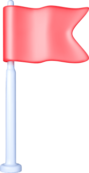 3D Red Flag on White Pole Illustration png