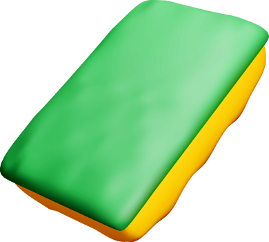 Colorful 3D Cleaning Sponge Render png