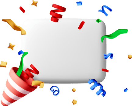 Colorful 3D Celebration Elements and Confetti png