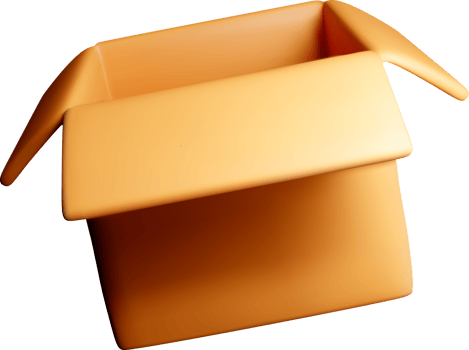 3D Orange Box with Open Lid Design png