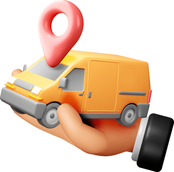 3D Delivery Van with Location Marker Graphic png
