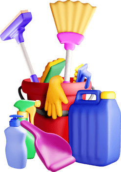 Colorful 3D Cleaning Supplies Collection. png
