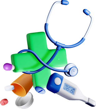 Colorful 3D Medical Tools and Symbols Design png