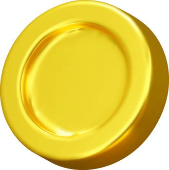 Shiny 3D Gold Coin with Smooth Surface png