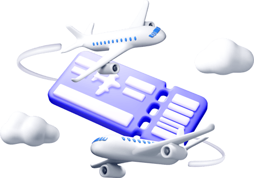 3D Airplane Ticket and Aircraft Illustration png