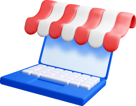 3D Laptop with Colorful Canopy Design png