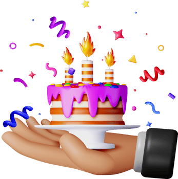 Celebratory 3D Birthday Cake with Candles png