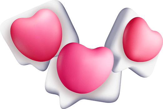 Colorful 3D Heart Shaped Chat Icons png