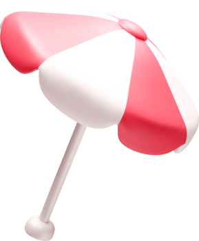 Colorful 3D Beach Umbrella with Stripes png