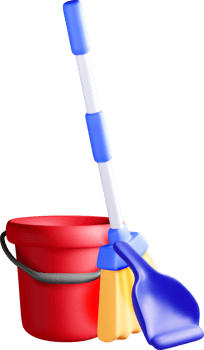 Colorful 3D Toy Bucket and Shovel Set png