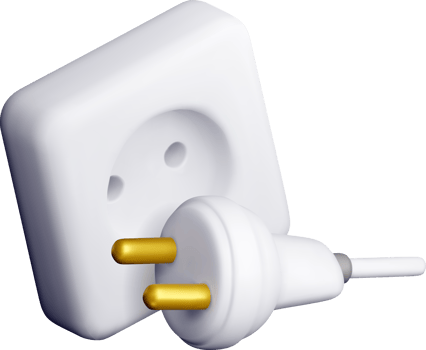 3D Electrical Plug and Socket Illustration png