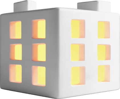 Illuminated 3D White House-shaped Lamp Design png