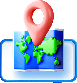3D Map with Location Pin and World View png