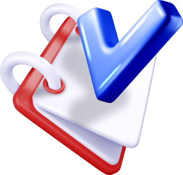 3D Icons Featuring Checkmark Symbol and Rings png