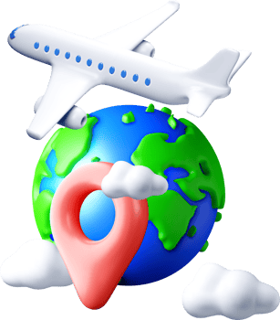 3D Airplane and Globe Travel Illustration png