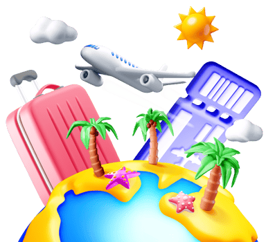 3D Travel Exploration with Plane and Luggage png