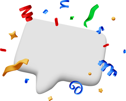 Colorful 3D Speech Bubble with Confetti Elements png