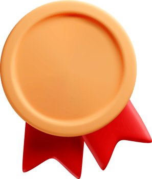 3D Medal Badge with Red Ribbon Design png
