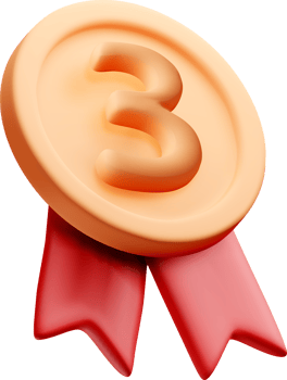 3D Gold Medal with Red Ribbon Design. png