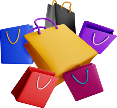 Colorful 3D Shopping Bags Collection Display png
