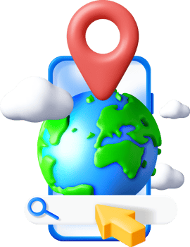 3D Interactive Map with Location Pin and Cloud png
