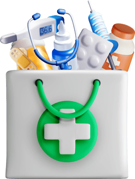 Colorful 3D Medical Supplies in a Bag png