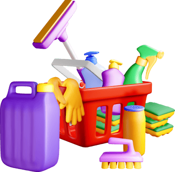 3D Cleaning Supplies in a Basket. png