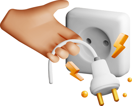 3D Electric Plug Disconnection with Sparks png