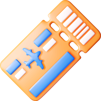 3D Flight Ticket Design with Vibrant Colors png