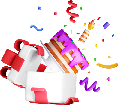 Colorful 3D Cake with Festive Decorations png