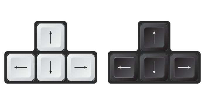 Computer keyboard arrow keys illustration clipart isolated on white background vector