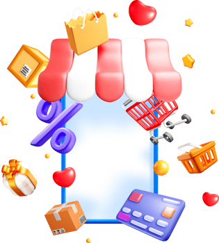 Colorful 3D Shopping Elements and Icons png