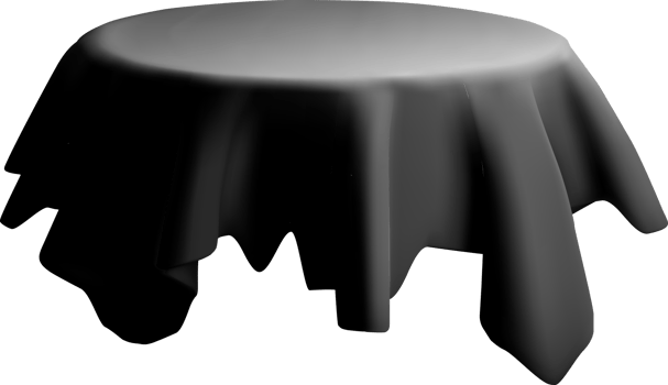 Elegant 3D Black Table with Flowing Cloth png