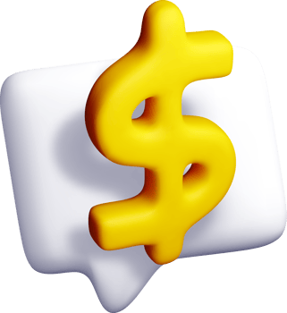 3D Yellow Dollar Sign in a Speech Bubble png
