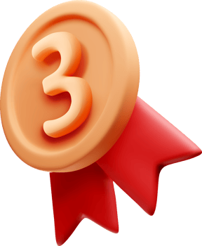 3D Third Place Medal with Red Ribbon Design png