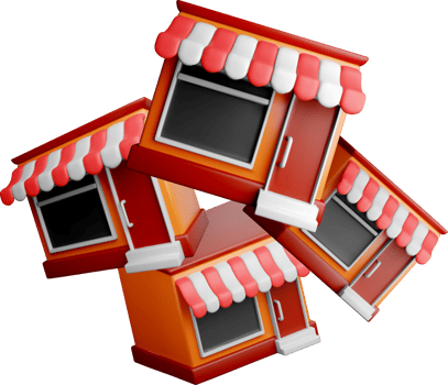 Colorful 3D Shopfronts in a Creative Arrangement png