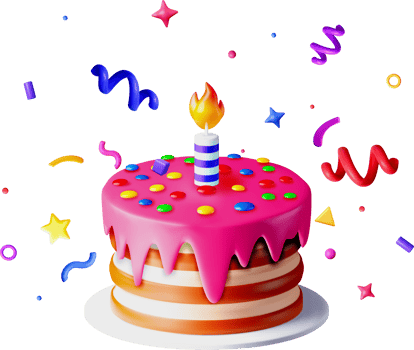 Colorful 3D Birthday Cake with Candles. png