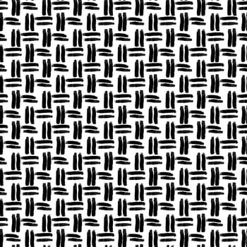 Abstract pattern with different double horizontal and vertical stripes. Wet brush with clear, blurred colors. Monochrome. Repetitive pattern with hand-drawn. Seamless texture of poor printing, grunge vector